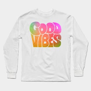 "Good Vibes" Retro Multicolor Long Sleeve T-Shirt